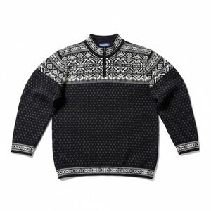 Icewear Icelandic Wool Quarter Zip Fair Isle Sweater Black White Mens XL